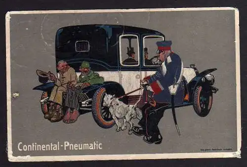 98576 AK Künstlerkarte Continental Pneumaric Hannover 1919 Auto Wachmann Hund