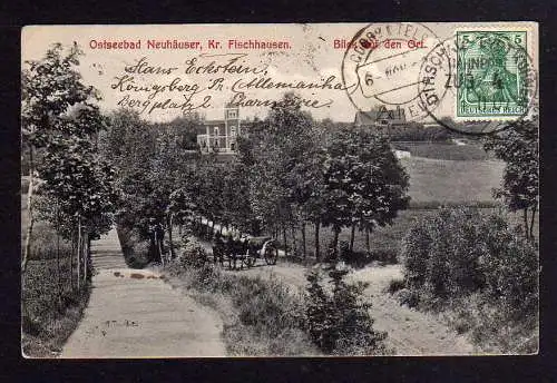 97728 AK Neuhäuser Kreis Fischhausen Ostpreußen 1907 Bahnpost Ostseebad
