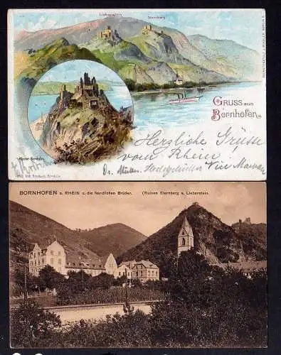 98456 2 AK Bornhofen Litho Kloster 1897 Ruine Sternberg Liebenstein