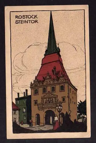 99404 AK Rostock Steintor um 1920 Künstler Steinzeichnung
