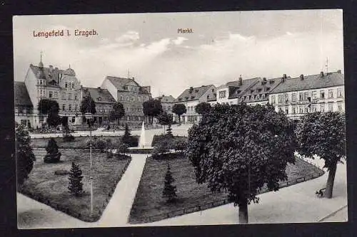 99666 AK Lengefeld Erzgebirge Markt Hotel zur Post um 1910