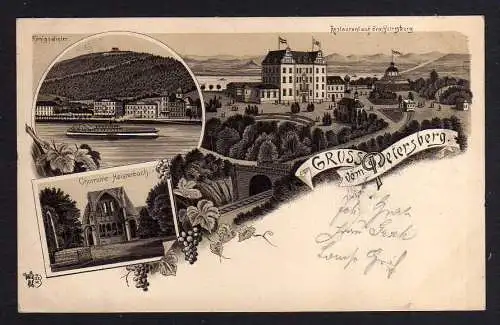 99341 AK Litho 1902 Petersberg Restaurant Drachenfels Chorruine Heisterbach
