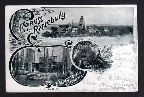 99496 AK Ratzeburg Waldesruh Schümann Moltkestein Lübeck 1900