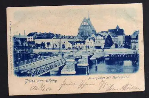 98964 AK Elbing Neue Brücke Marienkirche 1900 Westpreußen