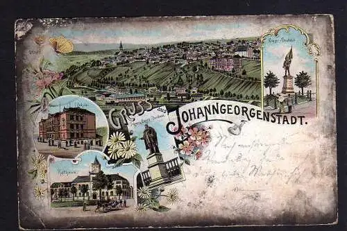 98977 AK Johanngeorgenstadt Litho 1903 Neue Schule Rathaus Denkmal