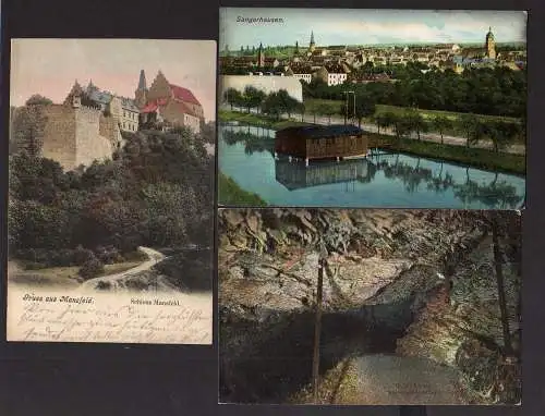 99967 3 AK Schloss Mansfeld 1905 Sangerhausen 1912 Kyffhäuser Barbarossahöhle 19