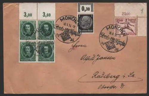 B-14431 Brief DR 614 4x 608 3x seltener SST Schach Olympia 1936
