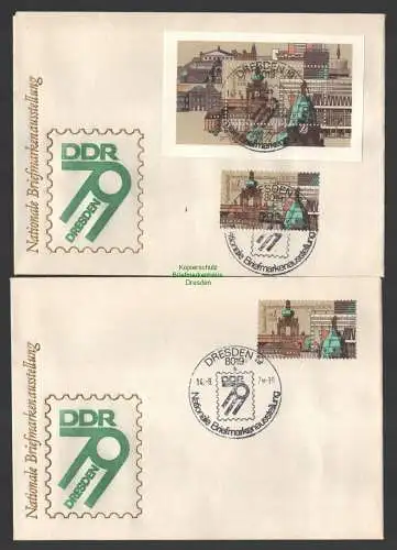 B-14623 2x DDR 1979 2443 Block 55 auf Sonderumschlag Dresden 79