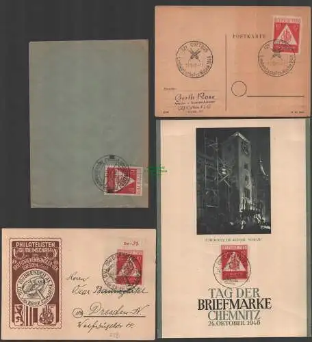 B-14691 Gedenkblatt Tag der Briefmarke SBZ 228 Chemnitz Cottbus Dresden Leipzig