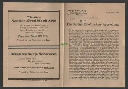 B-14692 Deutschland Alliierte Besetzung 1946 Block 12 Zeughausblock Zuteilungssc