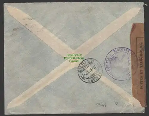 B-14704 Brief Spanien 1915 Zensur Stempel + Verschlussstreifen n. Zürich Schweiz