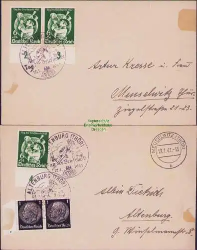 B-16449 2x DR 762 Tag der Briefmarke 1941 FDC