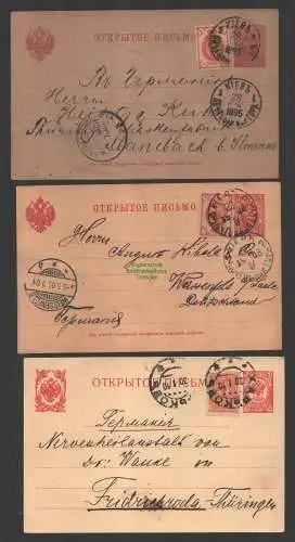 B-14762 3x Ganzsache Russland Kiew 1895 1906 Manebach Weissenfels Moskau