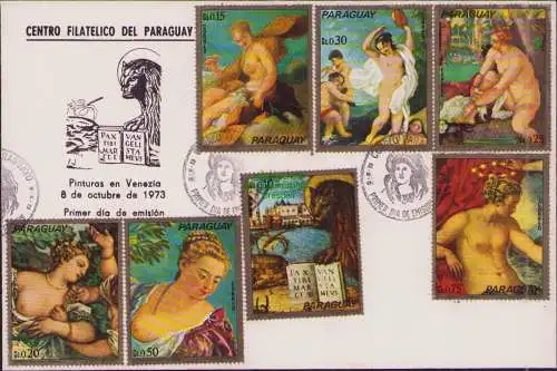 B-16429 Paraguay FDC 2476 - 2482 1973  Gemälde Damen von Venedig