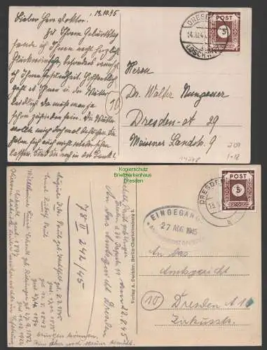 B-14778 2x Postkarte SBZ Ostsachsen 42 A EF portogerecht Ortspostkarte Dresden
