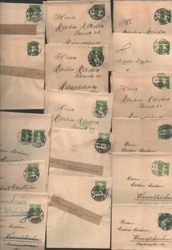 B-14716 16x Schweiz Ganzsache Streifband 1916 1917