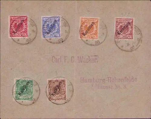 B-16700 Karolinen Satzbrief 1-6 mit 6 I diagonaler Aufdruck Deutsche Seepost 5.1