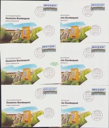 B-17739 BRD Deutschland ATM Ersttag FDC Typ N24 6 Schmuckumschläge 14.9.93 1993