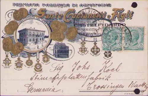 B-16653 Postkarte Italien Reklame Akkordeon Castelfidardo Italien 1920