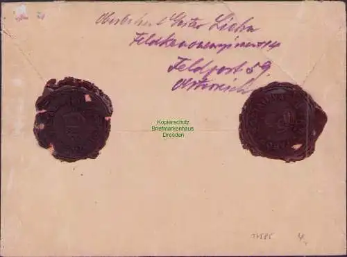 B-17585 Österreich Geldbrief 200 Mark 1916 K.u.K. Feldpost an Deutsche Bank Der