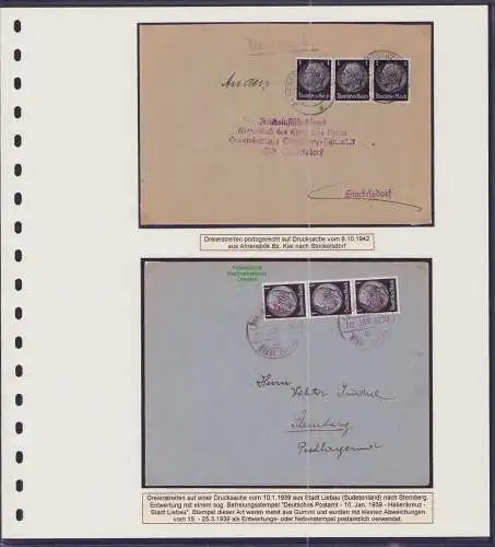 B-50072 gestaltete Seite Deutsches Reich 1 Pfg. Hindenburg 2x Drucksache portoge