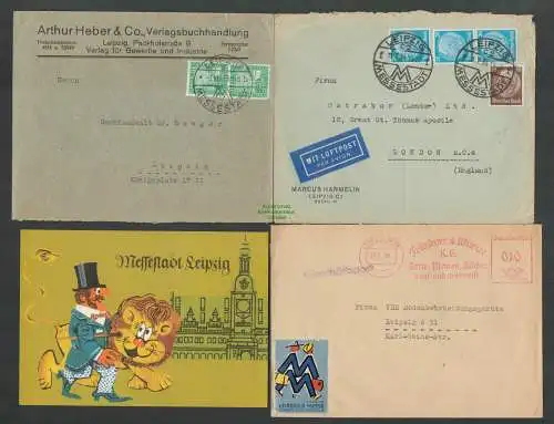 B-5411 4 Briefe Karte Leipzig SST Messestadt 1925 1932 1958 1969