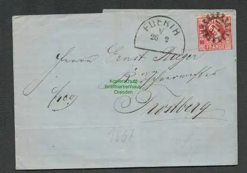 B-5423 Bayern 1867 Faltbrief Fürth 145 nach Trostberg