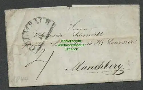 B-5426 Bayern 1844 Faltbrief Zeitlarn bei Culmbach nach Münchberg