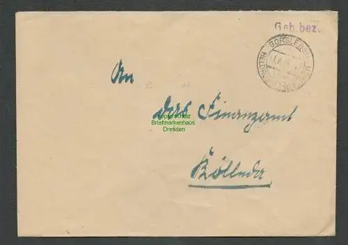 B-5576 SBZ Gebühr Bezahlt Brief Gorsleben über Heldrungen 1948 an Finanzamt Köll