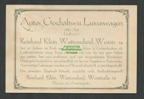 B-5401 Gelsenkirchen 1925 Reklame Lackiererei Reinhard Klein Auto Luxuswagen ...
