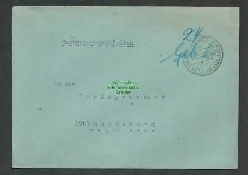B-5567 SBZ Gebühr Bezahlt Brief Colbitz Bez. Magdeburg 20.7.48 Währungsreform