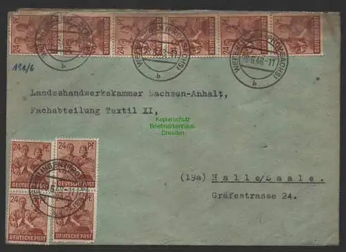 B10227 Brief SBZ Währungsreform 1948 Weferlingen Prov. Sachs. Zehnfachfrankatur