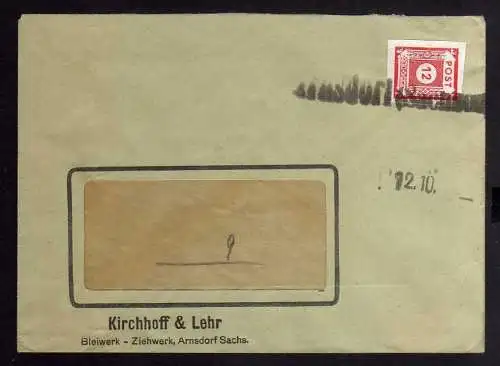 B047 Brief Deutschland SBZ Notstempel Arnsdorf Sachsen + Datum Bleiwerk Ziehwerk