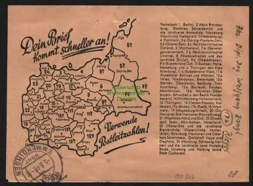 B10317 Brief franz. Zone Gebühr bezahlt Urach 1945 Einschreiben Postleitzahlen