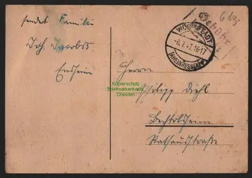 B10536 Postkarte BAZ Gebühr bezahlt 1947 Wörrstadt Glückwunsch Verlobung