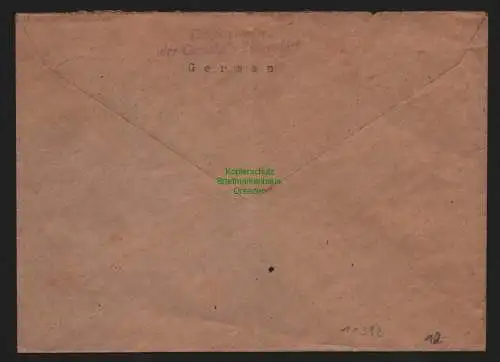 B10392 Brief BAZ Gebühr bezahlt 1945 Sonnefeld n. Fürth Bürgermeister Zedersdorf