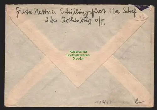 B10472 Brief BAZ Gebühr bezahlt 1946 Schillingsfürst an Suchdienst Berlin