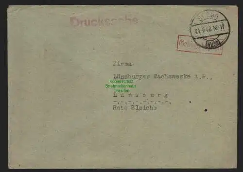B10480 Brief BAZ Gebühr bezahlt 1948 Süßen Württ. Nach Lüneburg