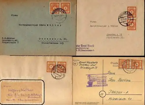 B1113 4x Brief SBZ Ostsachsen 59 Mehrfachfrankatur MeF Dresden Gottleuba