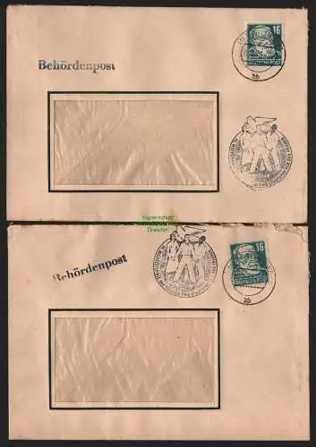 B10666 2x Brief DDR Propaganda Berlin O17 Behördenpost Weltfestspiele 1951