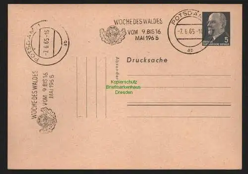 B11004 Postkarte DDR Ganzsache 5 Pfg. Ulbricht Werbestempel Woche des Waldes