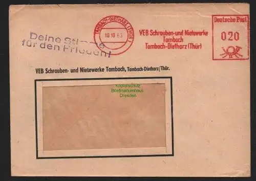 B10778 Brief DDR Propaganda Tambach-Dietharz 1963 Deine Stimme für den Frieden