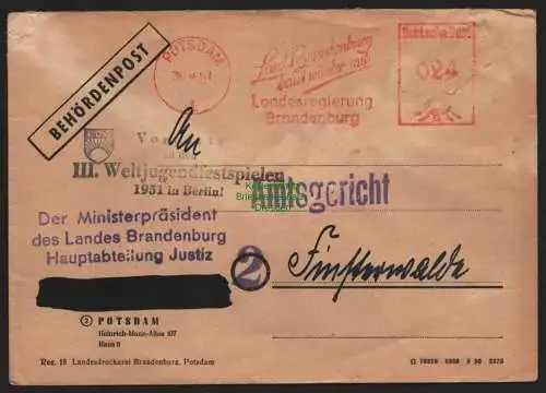 B10646 Brief DDR Propaganda Potsdam 1951 Vorwärts zu den Weltfestspielen Berlin