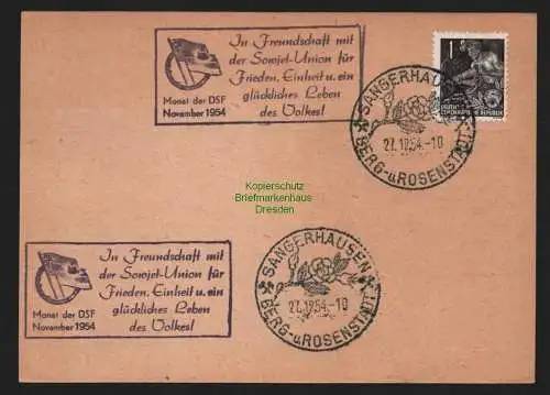 B11020 Karte DDR Propaganda Losung Monat der DSF 1954 Sangerhausen Sowjetunion