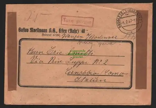B11109 Brief BAZ Gebühr bezahlt Taxe percue 1947 Radolfzell Bodensee n. Italien