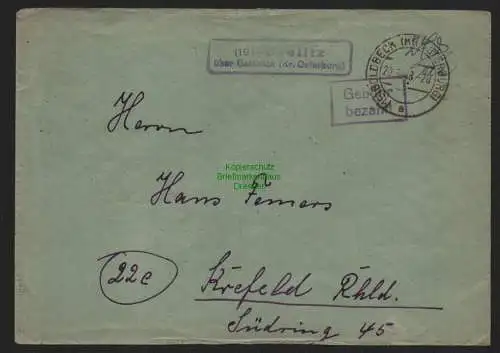 B11080 Brief SBZ Gebühr bezahlt 1948 Goldbeck Osterburg Landpoststempel Beelitz
