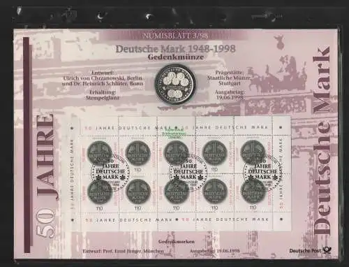 B11499 BRD Deutschland Numisblatt 3/87 50 Jahre Deutsche Mark
