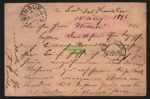B11512 Ganzsache DOA Ostafrika Deutsche Seepost nach Winburg Südafrika 1896