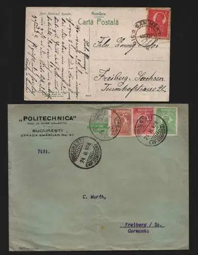 B11271 Brief Karte Rumänien Port National Roman 1921 Politechnica 1928