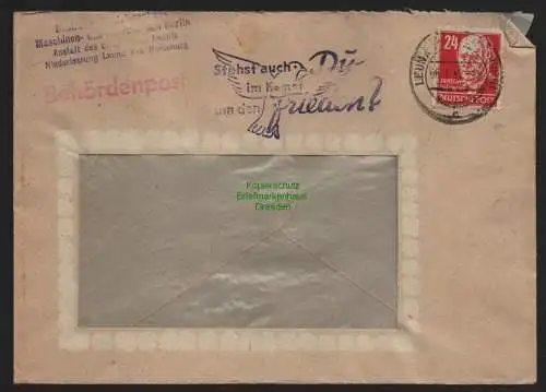 B11462 B11461 Brief DDR Propaganda Leuna 1951 Stehst auch Du im Kampf um den Fri